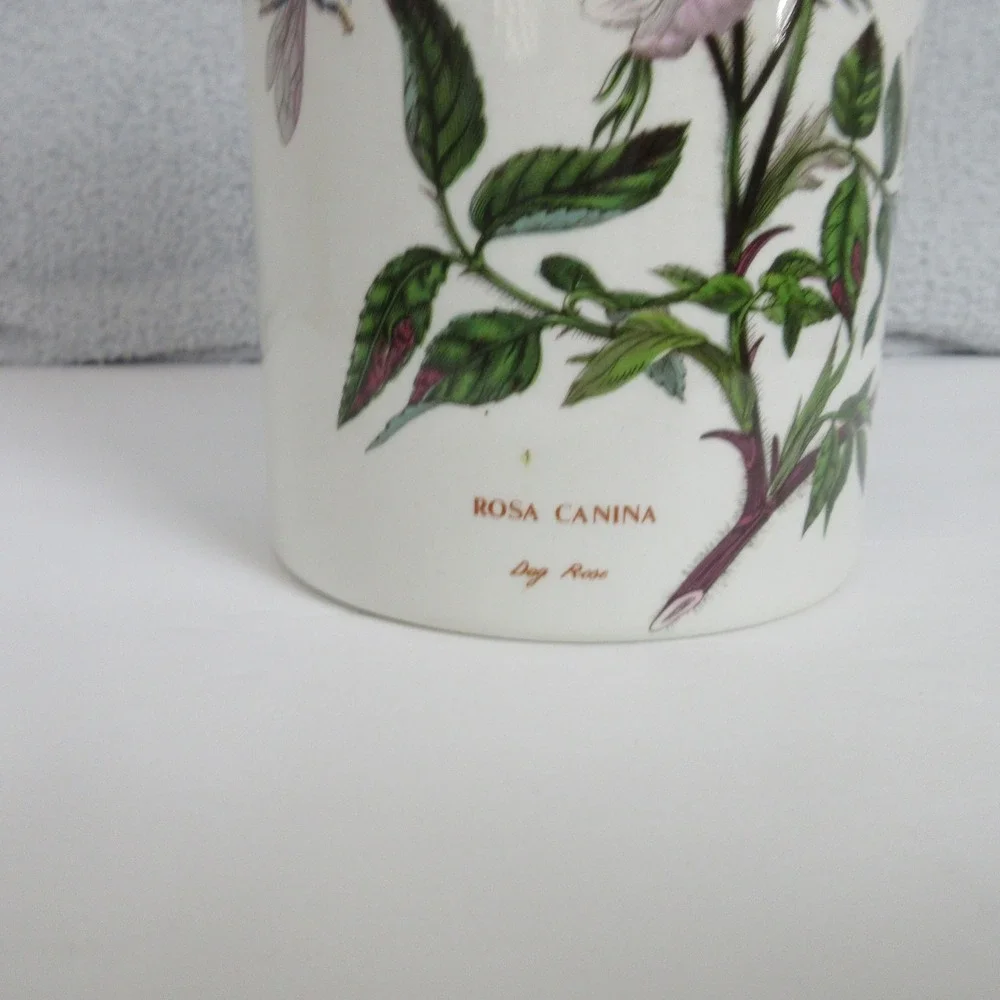 Portmeirion Botanic Garden Rosa Canina Dog Rose Canister Wooden Lid 7in England